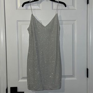 GLITTER— MINI DRESS— WHITE— SPARKLES— WORN ONCE— SIZE 13/14